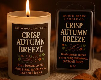 Crisp Autumn Breeze Candle – Fall Air & Leaves – Sandalwood, Patchouli, Orchid – Cozy Autumn Candle – Clean Seasonal Scent