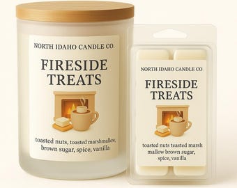 Fireside Treats - Cozy Fall Candle – Marshmallow & Spice – Wood Wick – Fireplace Scent – Fall Gift – North Idaho Candle Co.