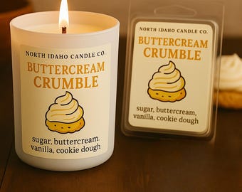 Buttercream Crumble Candle – Bakery Candle – Vanilla & Cookie Dough – Sweet Cozy Scent – Dessert Candle Gift – North Idaho Candle Co.