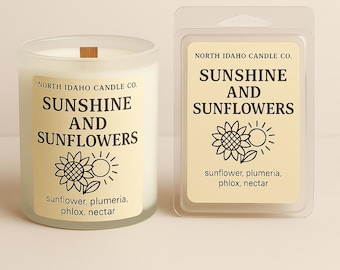 Sunshine and Sunflowers Candle – Summer Candle – Sunflower & Nectar – Floral Gift for Her – Bright Uplifting Scent – Wood Wick – North Idaho