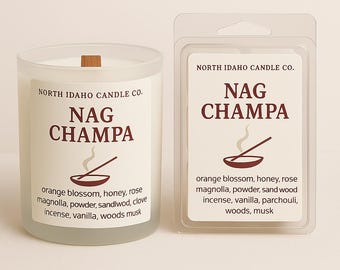 Nag Champa Candle – Sandalwood and Incense Scent – Boho Spiritual Candle – Patchouli Musk Blend – Meditation & Yoga Gift –