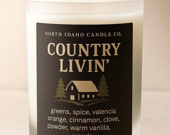 Country Livin’ Candle – Rustic Fall Candle – Woods, Cinnamon & Vanilla – Cozy Farmhouse Home Scent – Autumn Jar Candle