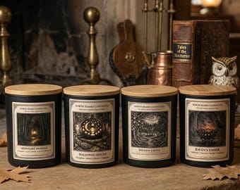 Nocturne Collection Candle Set | Set of 4 Moody Apothecary Candles | Luxury Candle Gift Set | Woodsy Spiced Fresh Scents