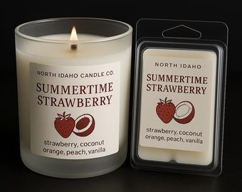 Summertime Strawberry Candle – Strawberry Coconut Scent – Fruity Summer Candle – Beachy Gift for Her – Tropical Soy Blend – North Idaho Cand