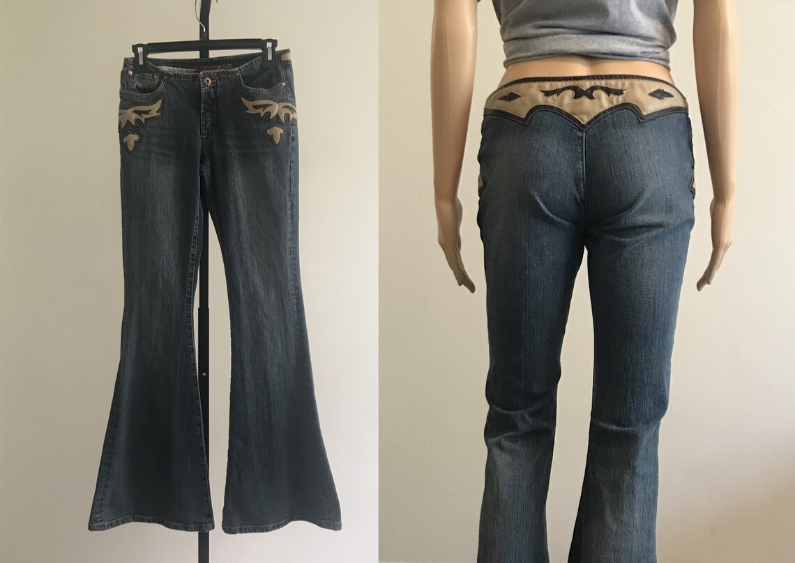 Y2K Vintage Flare Jeans / Low Rider Western Bell Bottoms / by | Etsy