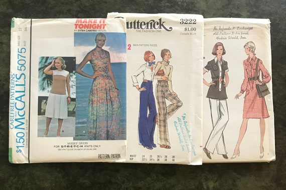 60's 70's 80's Vintage Sewing Pattern Trio Uncut | Etsy