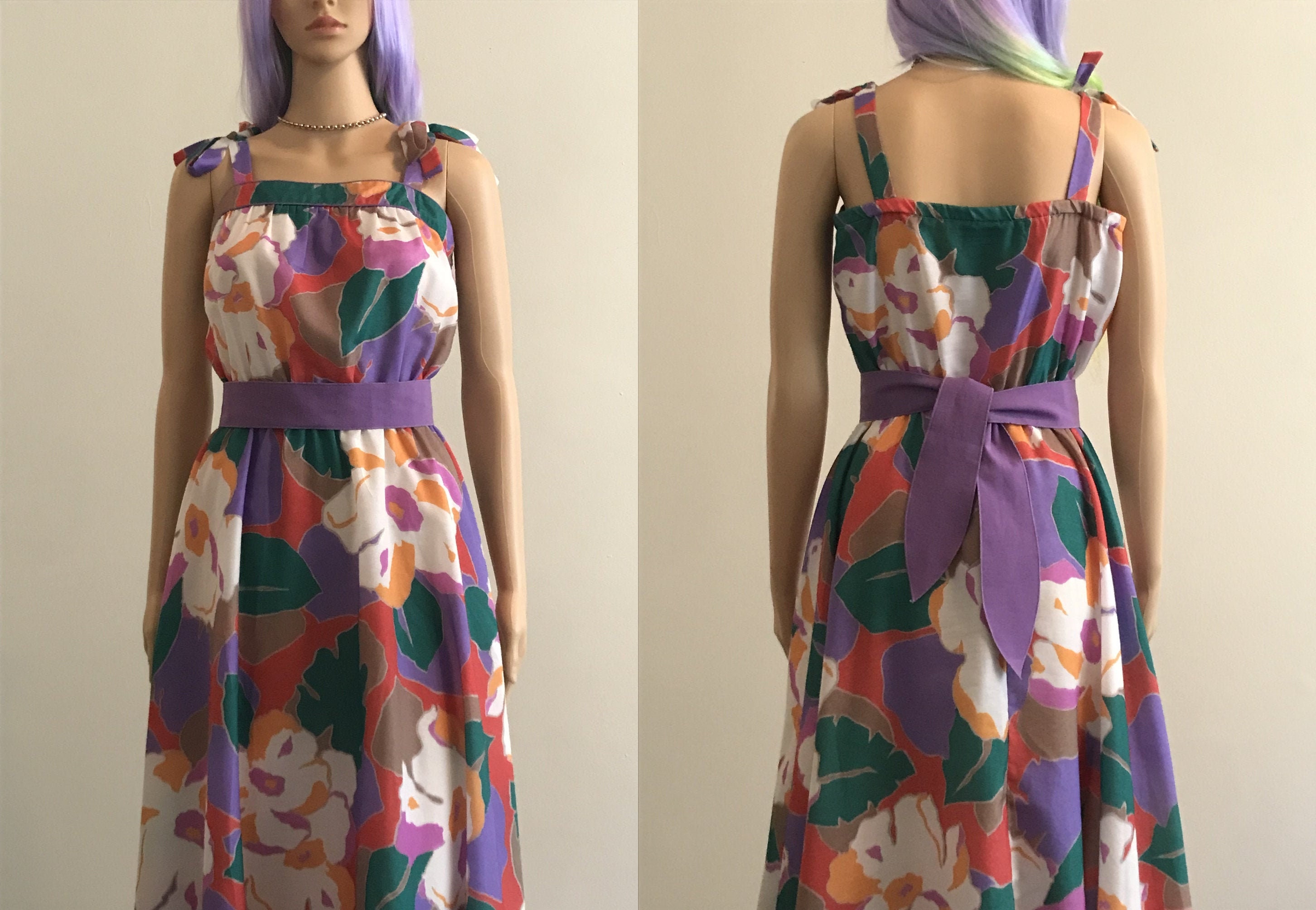 70's Vintage Blouson Sundress by Melissa Lane Size Large | Etsy