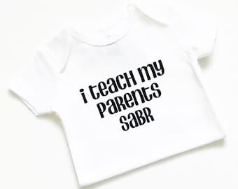 I teach my parents sabr bodysuit, Islamic gift, baby gift, cute outfit, new baby clothes, patience virtue, Arabic, Eid gift, Ramadan, Muslim