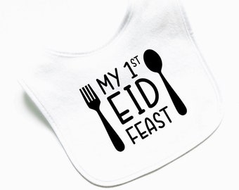 My First Eid Lätzchen, Islamisches Baby, Ramadan Muslim Baby Geschenk, Baby Junge Mädchen Shower, Islam, Mond Sterne, niedlich, Eidi, personalisiertes Outfit