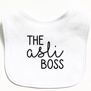 Die Asli echte Chef Baby Lätzchen, personalisierte benutzer, junge Mädchen, Snack Zeit essen, Zähne, Baby-Dusche-Geschenk, niedlich lustig, Baby-Kleidung, Desi