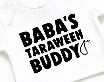 Taraweeh Buddy Body T-Shirt, Ramadan, Happy Eid Mubarak, Mein erstes 1. BabyKleidung Outfit, Mädchen Junge, Eidi Geschenk, Islamische Muslim, Arabisch