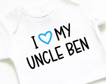 I love my Uncle Aunt personalized custom bodysuit, T-shirt, new baby boy girl, cute clothes, Khala, Zia, Nani, Mamu, Nana, Masi, Dada, Eid