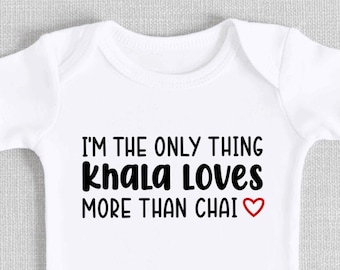 Khala Aunt bodysuit, love, Aunty, Auntie, Uncle, I love my, T-shirt, tea chai, baby girl boy, Islamic Muslim gift, cute clothes, Eid outfit