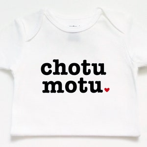 Chotu motu baby bodysuit, baby outfit, girl boy, cute clothes, funny, T-shirt, Muslim Islamic, gift, Desi, Hindi Urdu India Indian Pakistani zdjęcie 2