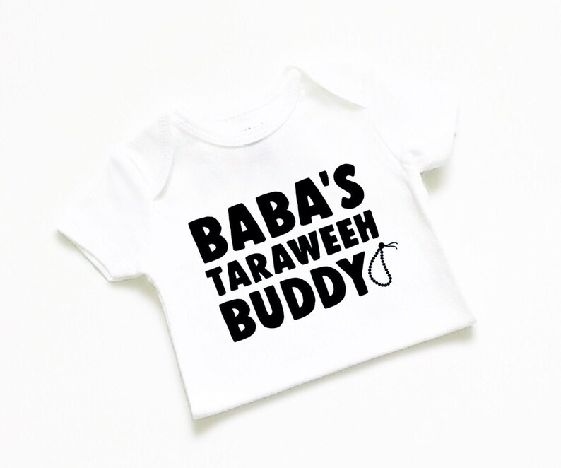 Happy Eid Mubarak Eidi gift girl boy Islamic Muslim Taraweeh buddy bodysuit T-shirt My first 1st baby clothes outfit Ramadan Arabic