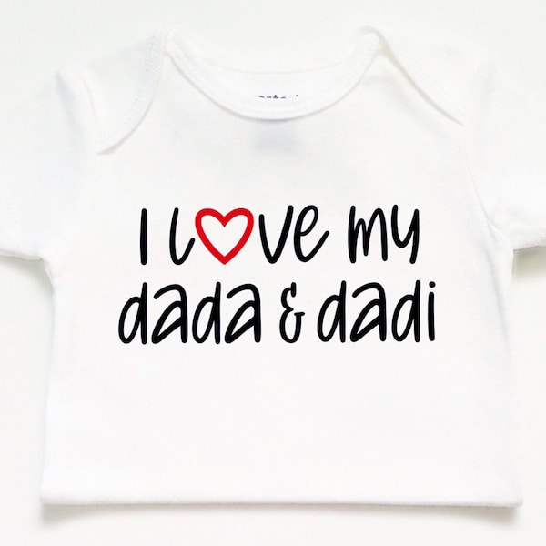 Custom I love my dada dadi bodysuit T-shirt tee, baby outfit clothes, new baby boy girl, baby shower gift gifts, personalized, reveal, cute