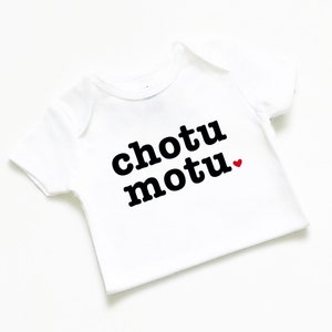 Chotu motu baby bodysuit, baby outfit, girl boy, cute clothes, funny, T-shirt, Muslim Islamic, gift, Desi, Hindi Urdu India Indian Pakistani image 3