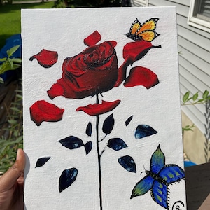 12x9 Rose Original Acrylic Painting on Canvas