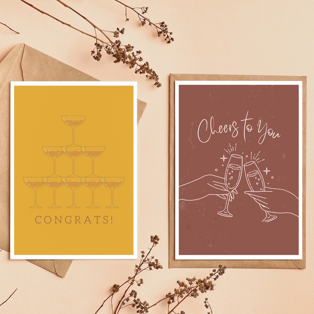 Set of 5 Printable Congratulations Cards / Instant Download / Card ...