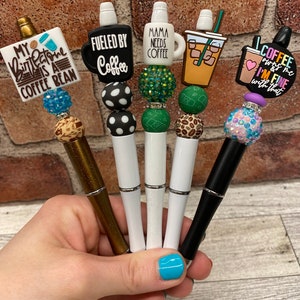 Coffee Silicone beaded ballpoint ink pen Beadable pens