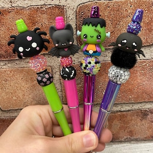 3D Halloween Spooky Frankie Bat Spider Beaded ballpoint ink pen Beadable pens… CHEAPER ON WEBSITE