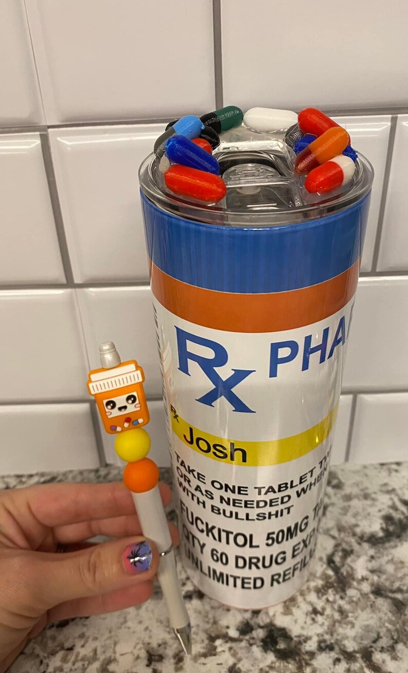 Fukitol medicine prescription pill RX pharmacy 20oz insulated tumbler with topper image 4