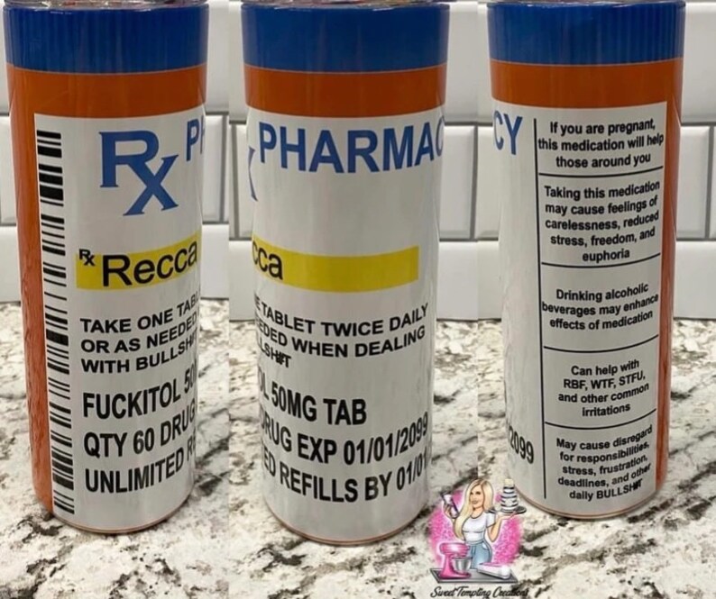 Fukitol medicine prescription pill RX pharmacy 20oz insulated tumbler with topper TUMBLER ONLY