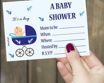 Printable Baby Shower Invitation * blue invitation * baby boy