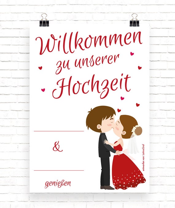 Welcome To Our Wedding Poster German Language Etsy