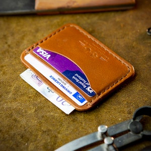 Cartera slim de cuero hecha a mano personalizada - Personalización GRATUITA - Billetera minimalista - Regalo de aniversario personalizado cosido a mano para él imagen 2
