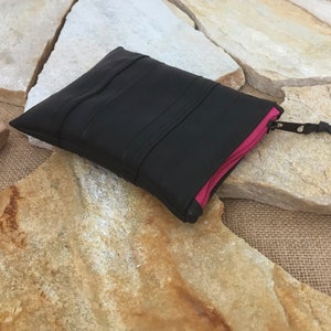 Purse made from upcycled bicycle tube, vegan, small bag, coin purse, cable bag, organizer RV pink