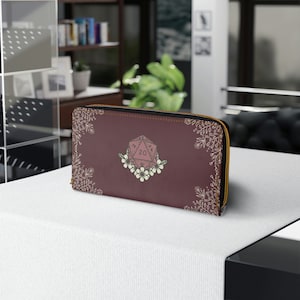 Cartera con cremallera Critical Success/Fail, Calabozos y dragones, Regalos de DnD, Cartera de mujer, Cartera vegana, Cartera de dados