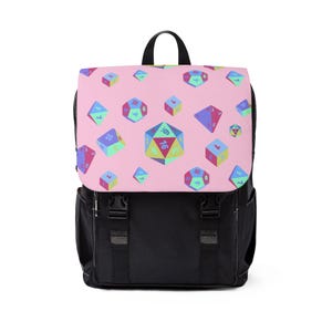 Pink Dice Convention Backpack | DnD Backpack, DnD Gifts, Dungeons and Dragons, DM Gifts, Canvas Backpack, Christmas Gift, Bag of Holding