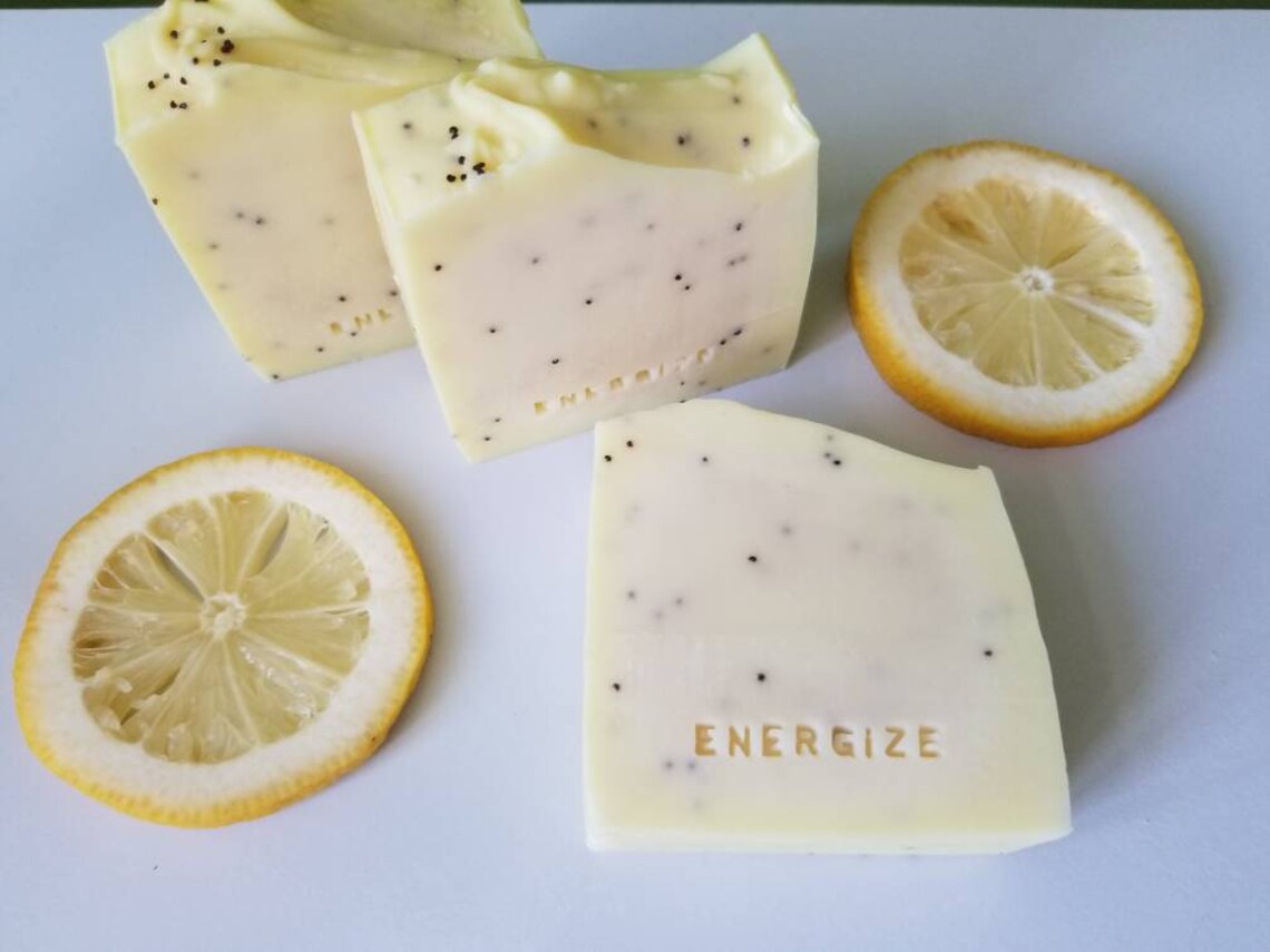 Lemon Soap Bar/ Exfoliating Soap Bar/ Cold Process Soap/ Etsy