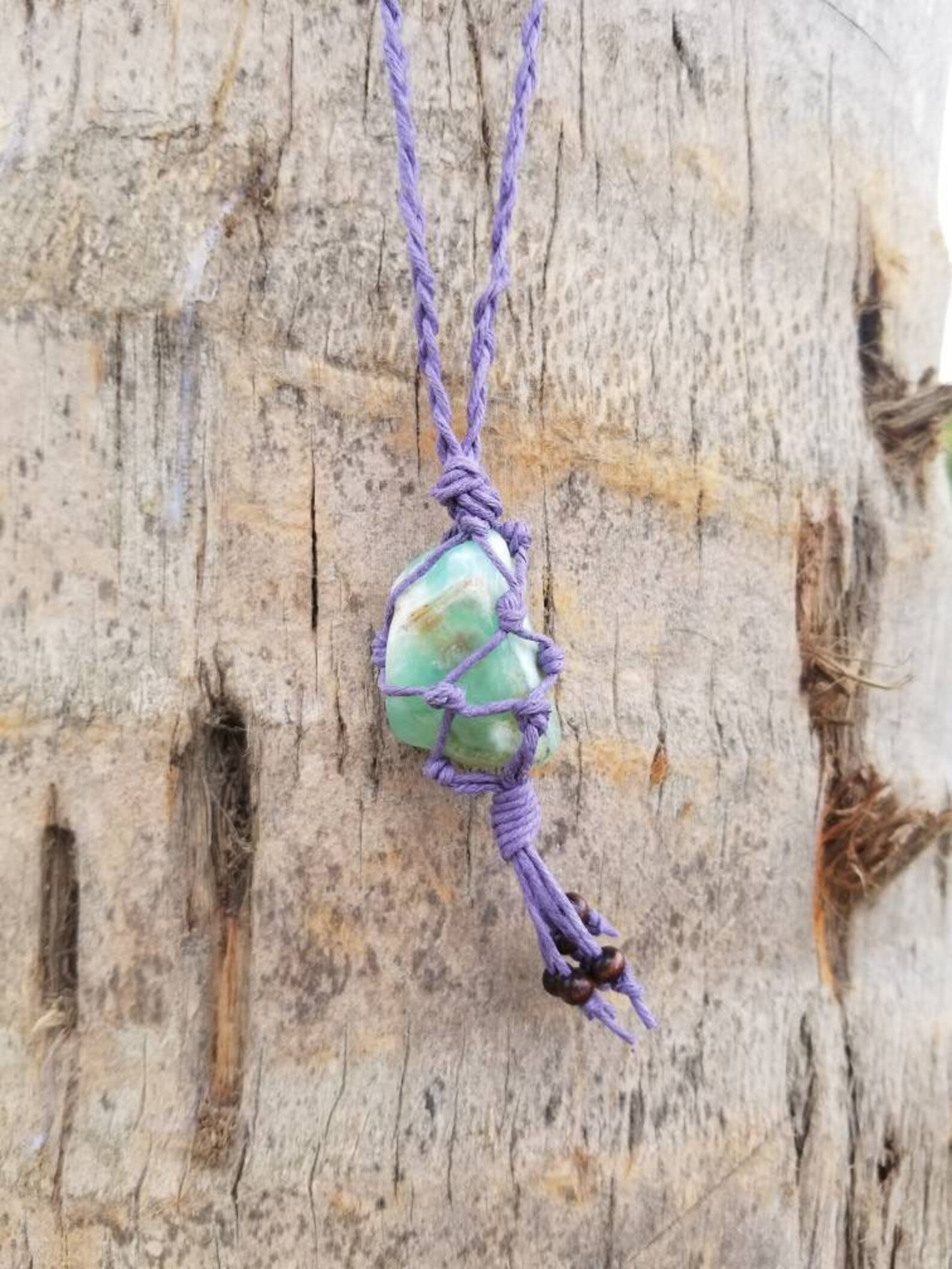 Chrysoprase hemp necklace/ Hemp wrapped Crystal necklace/ Hamp Etsy