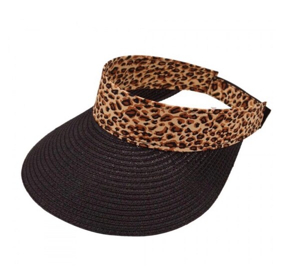 Black Leopard Straw Visor - Etsy display picture 3