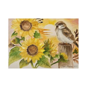 Charmantes cartes postales beaux-arts, nature, oeuvres d'art d'oiseaux et de tournesols, cartes de voeux, décoration d'intérieur, cadeau pour les amateurs d'art