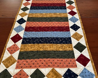 Pioneer-Style Table Runner with Diamond Border 19"x44"