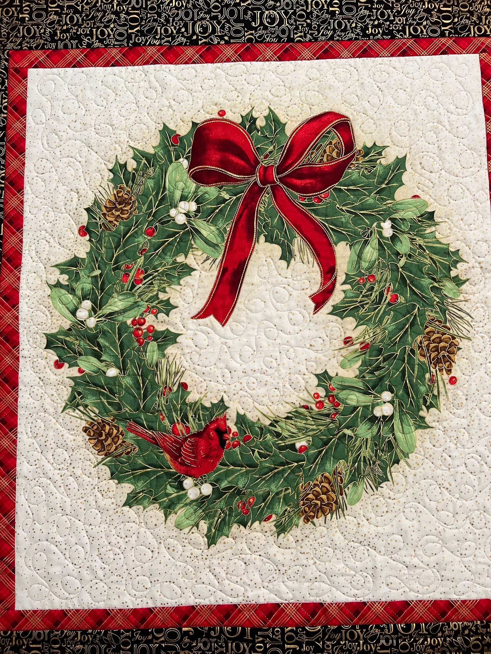 Quilted Christmas Wreath Wall Hanging or Table Topper Etsy