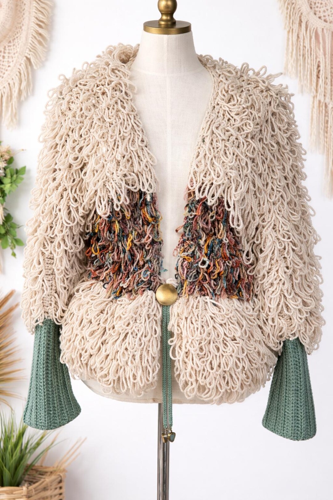 Handmade Loop Stitch Crop Cardigan With Bolo Tie Closure OL-004 - Etsy