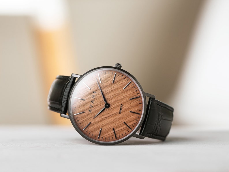 Wood Watches for Men Mens Watch Vintage Mens Watch Husband Gift Leather Watch Band Mens Watch Engraved Wooden Watch Wood Watch image 7