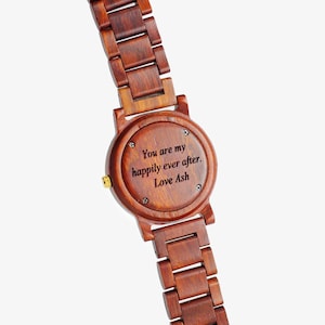 Red Sandal Wood Watch Wooden Watch Men's Wood Watch Personalized Gift for Him Groomsmen Gift Watch Set Fiancé Gift Wooden Watch image 3