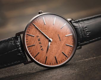 Wood Watches for Men | Mens Watch Vintage | Mens Watch | Husband Gift | Leather Watch Band | Mens Watch Engraved | Wooden Watch | Wood Watch