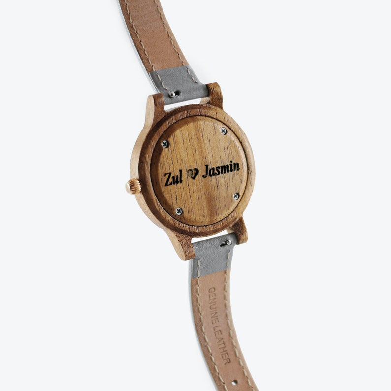 Aurora Rosa blanca / Reloj de mujer personalizado / Reloj de madera para mujer / Regalo de novia / Reloj de madera para niña / Reloj de mujer elegante imagen 4