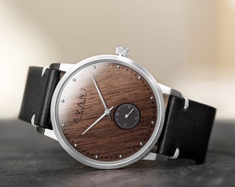 Regalo para él / Reloj para hombre / Reloj de madera / Reloj grabado / Reloj personalizado / Reloj de madera / Regalo para novio, esposo, papá, prometido, hijo