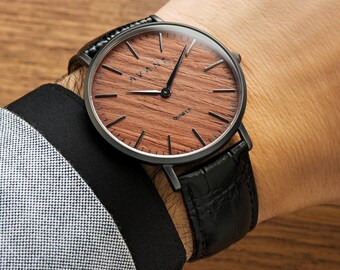 Reloj de madera de lujo / The Avant Classic (40 mm) / Set de regalo de padrino / Elegante reloj de madera / Reloj de regalo para hombre / Reloj de aniversario de regalo de prometido