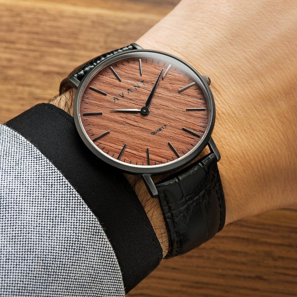 Luxury Wood Watch | The Avant Classic (40mm) | Groomsman Gift Set | Elegant Wooden Watch | Men's Gift Watch | Fiancé Gift Anniversary Watch