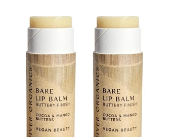 Set of 2 Organic Vegan Lip Balms. Cacao & Mango Butter for dry lips.