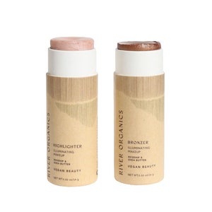 Set of 2 - Highlighter and Bronzer makeup set made with organic and vegan friendly ingredients in eco-conscious packaging.
