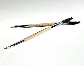 Bare Wood Brow and Lash Brush, Vegan Makeup Brush. Double-headed Spoolie Brush